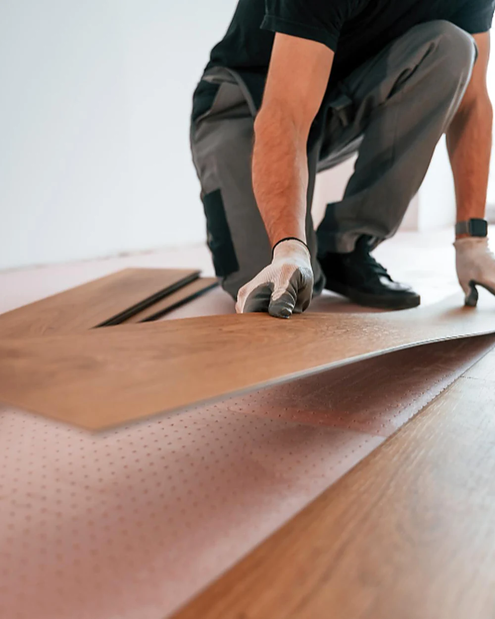 Commercial floating vinyl plank flooring installation